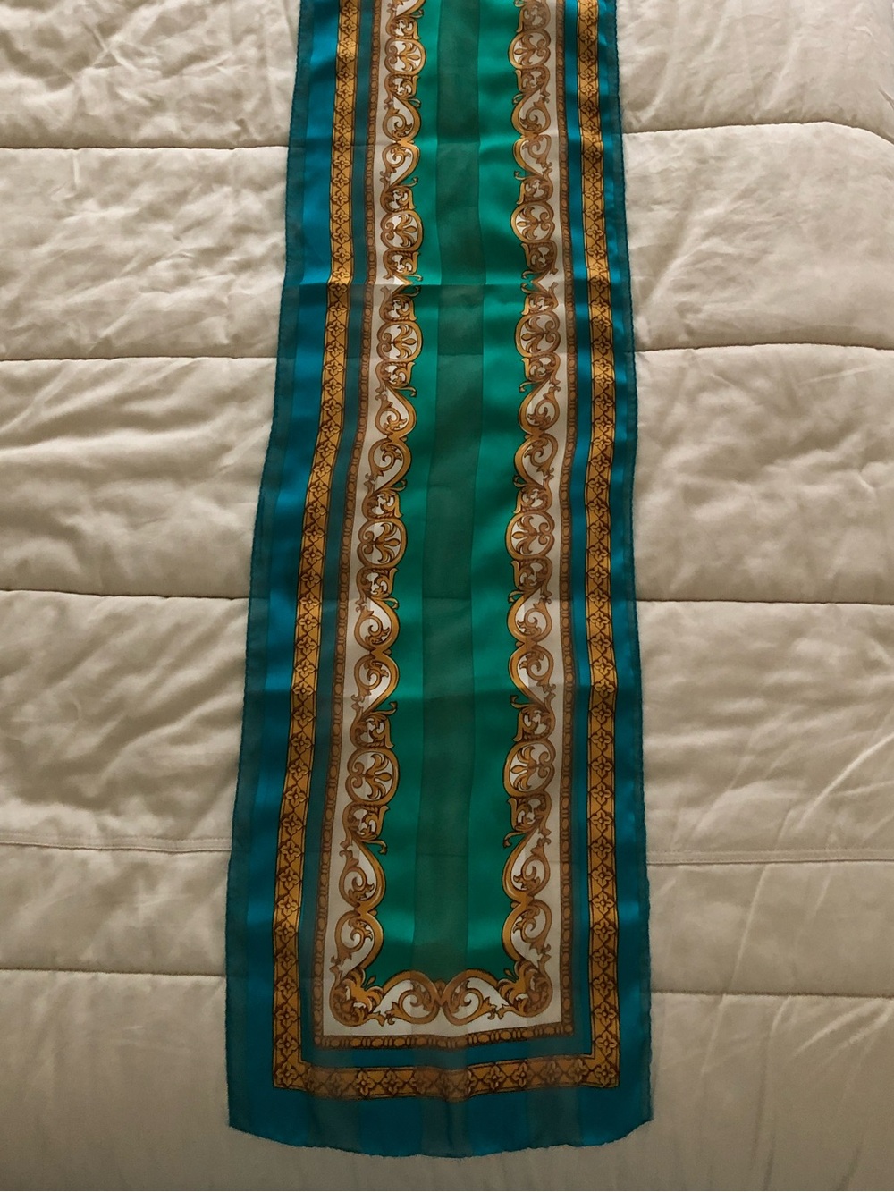 Vintage Elaine Gold Scarf 11.5” x 52” - Picture 6 of 12